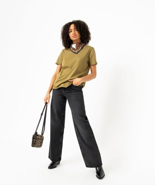 Tee-shirt à manches courtes et col rond femme vue5 - GEMO(FEMME PAP) - GEMO