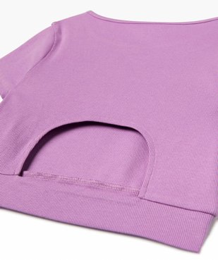 Tee-shirt fille en maille côtelée coupe courte vue3 - GEMO (JUNIOR) - GEMO