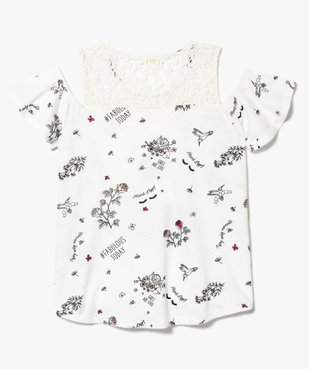 Tee-shirt ample à motifs épaules dénudées vue2 - GEMO (JUNIOR) - GEMO