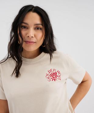 Tee-shirt manches courtes avec inscription positive femme vue2 - GEMO 4G FEMME - GEMO