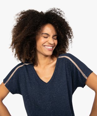 Tee-shirt femme pailleté avec épaules fantaisie vue2 - GEMO(FEMME PAP) - GEMO