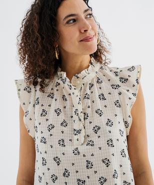 Robe courte sans manches en voile de coton fleuri femme vue2 - GEMO(FEMME PAP) - GEMO