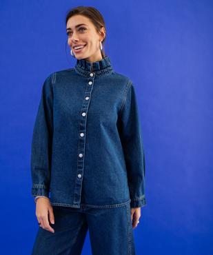 Surchemise en jean à col victorien femme vue2 - GEMO 4G FEMME - GEMO