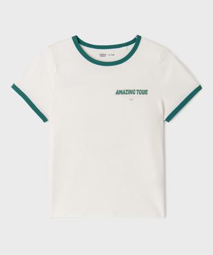 Tee-shirt manches courtes en coton stretch imprimé devant et dos fille  vue1 - GEMO 4G FILLE - GEMO