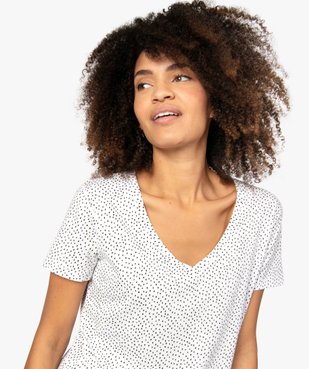 Tee-shirt femme col V à motifs vue2 - GEMO(FEMME PAP) - GEMO