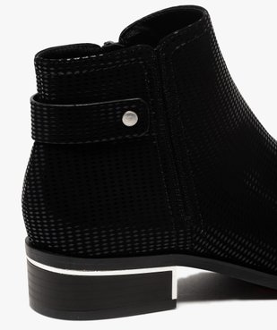 Boots femme à talon plat dessus en suédine à motifs vernis vue6 - GEMO (CASUAL) - GEMO