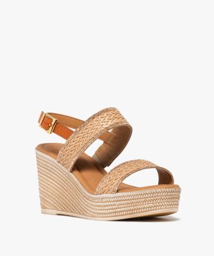 Sandales femme à talon compensé et brides effet tissé avec paillettes vue3 - VALENTINA BALDA - GEMO