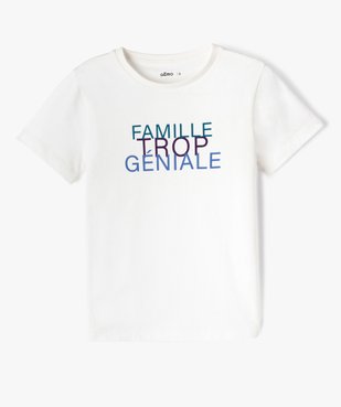 Tee-shirt à manches courtes garçon avec message famille vue1 - GEMO (ENFANT) - GEMO