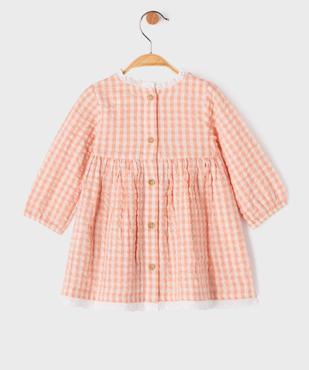 Robe à motif vichy et dentelle bébé fille vue3 - GEMO(BB COUCHE) - GEMO