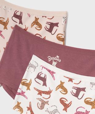Boxers en coton biologique à motifs félins fille (lot de 3) vue2 - GEMO 4G FILLE - GEMO