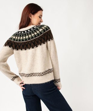 Pull à col rond à motif jacquard femme vue3 - GEMO(FEMME PAP) - GEMO