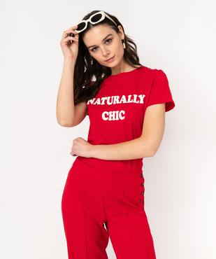 Tee-shirt à manches courtes avec inscription femme vue3 - GEMO(FEMME PAP) - GEMO