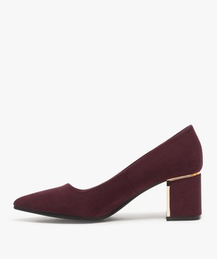 Escarpins femme bout pointu et talon large à détail brillant vue3 - GEMO(URBAIN) - GEMO