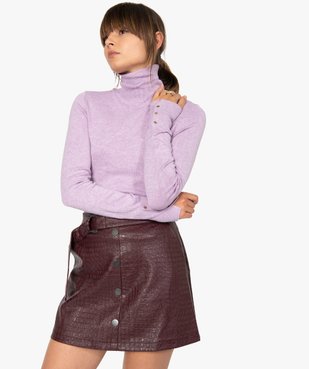 Pull femme à col roulé et boutons sur les poignets vue2 - GEMO(FEMME PAP) - GEMO