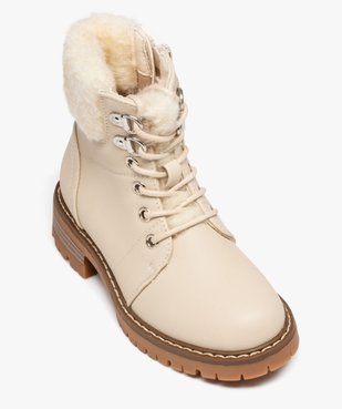Boots fille unies à col fourré retourné avec lacets vue5 - GEMO (ENFANT) - GEMO