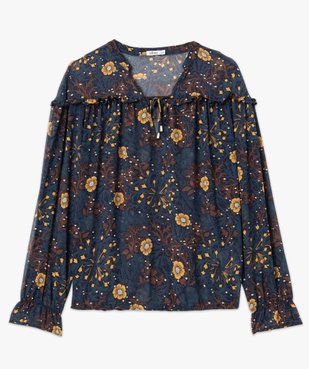 Blouse femme imprimée en voile à manches longues vue4 - GEMO 4G FEMME - GEMO