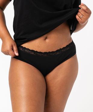 Slip en coton stretch avec taille en dentelle femme grande taille (lot de 2) vue1 - GEMO 4G FEMME - GEMO