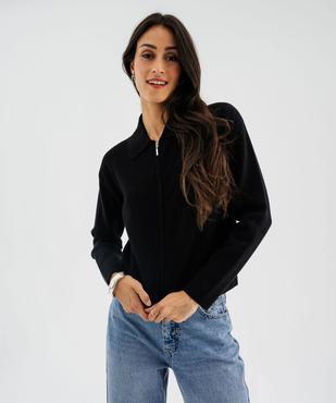 Cardigan zippé coupe courte femme vue1 - GEMO 4G FEMME - GEMO