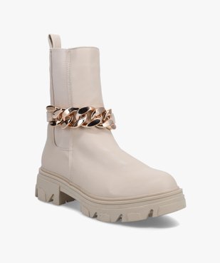 Boots femme à semelle crantée et chaine décorative – Claudia Ghizzani vue3 - SANS MARQUE - GEMO