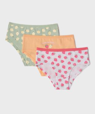 Shorties en coton stretch à motifs fruits fille (lot de 3) vue1 - GEMO 4G FILLE - GEMO