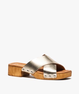 Sabots pour femme à larges brides croisées vue2 - GEMO (CASUAL) - GEMO
