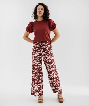 Pantalon large et fluide imprimé femme vue4 - GEMO 4G FEMME - GEMO