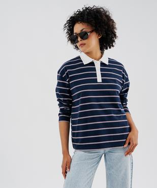 Polo manches longues à rayures homme vue1 - GEMO 4G FEMME - GEMO