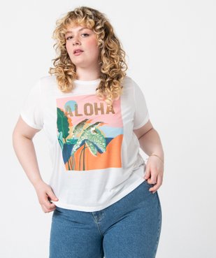 Tee-shirt femme grande taille à manches courtes avec motif pailleté vue1 - GEMO (G TAILLE) - GEMO