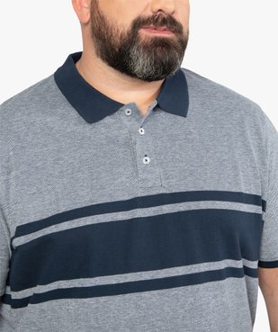 Polo homme à larges rayures en coton piqué vue5 - GEMO (G TAILLE) - GEMO