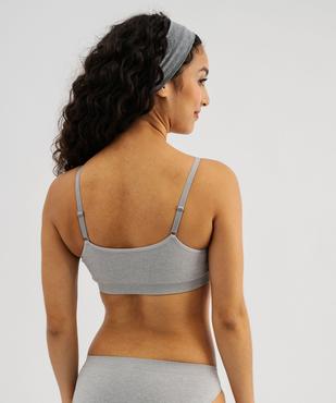 Brassière sans coutures en maille côtelée avec fines bretelles femme vue2 - GEMO(HOMWR FEM) - GEMO