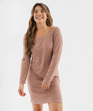 Chemise de nuit à manches longues femme vue1 - GEMO 4G FEMME - GEMO