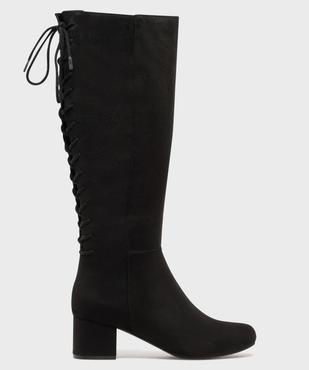 Bottes à talon en suédine avec laçage femme vue1 - VALENTINA BALDA - GEMO