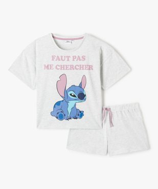 Pyjashort fille avec motif Stitch et message - Disney vue1 - LILO & STITCH - GEMO