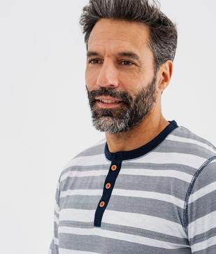 Pyjama en jersey de coton à col tunisien homme vue2 - GEMO 4G HOMME - GEMO