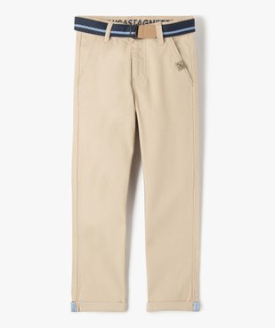 Pantalon chino à revers avec ceinture bicolore garçon - LuluCastagnette vue1 - LULUCASTAGNETTE - GEMO