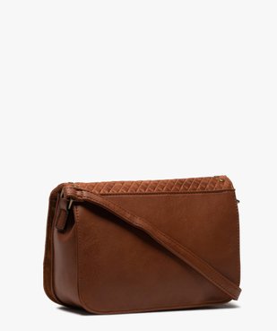 Sac femme forme besace avec rabat tissé et clouté vue2 - GEMO (ACCESS) - GEMO