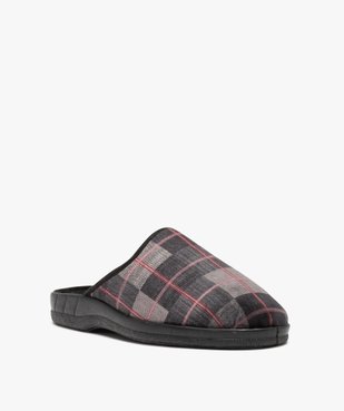 Chaussons homme mules en velours à carreaux vue2 - GEMO 4G HOMME - GEMO