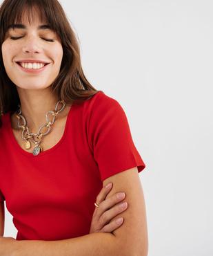 Body à manches courtes en maille côtelée femme vue3 - GEMO 4G FEMME - GEMO