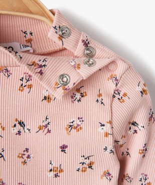 Tee-shirt bébé fille en maille côtelée à motifs fleuris vue2 - GEMO C4G BEBE - GEMO