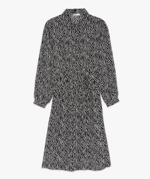 Robe femme midi imprimée à manches longues et col chemise vue4 - GEMO(FEMME PAP) - GEMO