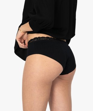Shorty femme en coton stretch avec taille dentelle (lot de 2) vue2 - GEMO(HOMWR FEM) - GEMO