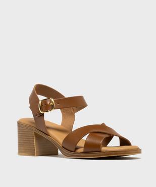 Sandales à talon et larges brides en cuir femme - Tanéo vue2 - TANEO - GEMO