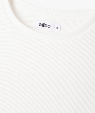 Tee-shirt à manches courtes en maille côtelée fille vue2 - GEMO (ENFANT) - GEMO