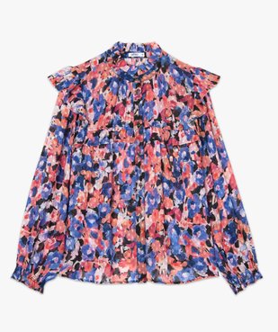 Chemise femme en voile à motifs fleuris avec finitions volantées vue4 - GEMO(FEMME PAP) - GEMO