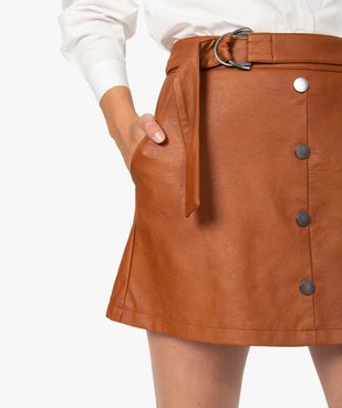 Jupe femme en synthétique imitation cuir avec ceinture vue2 - GEMO(FEMME PAP) - GEMO