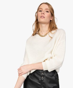 Pull femme à grosse côtes coupe courte vue2 - GEMO(FEMME PAP) - GEMO