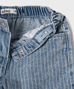 Short en jean à rayures et bords francs bébé fille vue2 - GEMO(BEBE DEBT) - GEMO