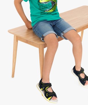 Bermuda garçon en jean avec revers cousus vue1 - GEMO (ENFANT) - GEMO