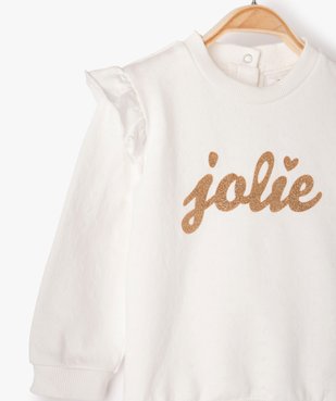Sweat bébé fille avec inscription pailletée et volants aux épaules vue2 - GEMO(BEBE DEBT) - GEMO