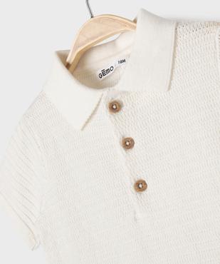 Polo manches courtes en maille fantaisie bébé garçon vue2 - GEMO(BEBE DEBT) - GEMO